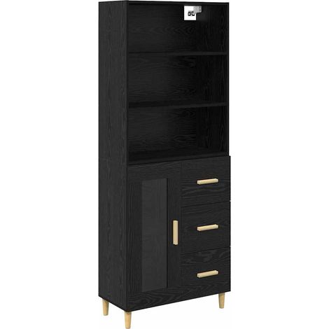 Maison Exclusive - Aparador alto con cajón Roble Negro 69,5 x 32,