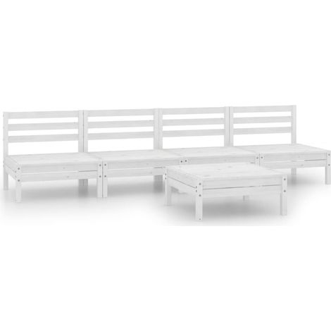 Maison Exclusive - Set Divani da Giardino 5 pz Bianco in Legno Massello di Pino