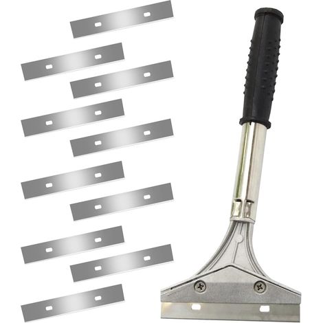 Grattoir à papier peint avec lames, outil pour décoller facilement le papier peint, les carreaux de sol et les matériaux tenaces, livré avec 10 lames. (1/5)