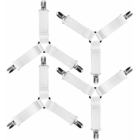 VURAHOME - Lot de 4 Attaches Triangle Élastiques pour Drap Housse, Réglables pour Literie, Drap Lit, Housse de Repassage, Matelas, Canapé (1/5)