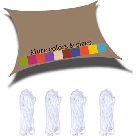 Rechteckiges Sonnensegel 2 x 1,8 m, wasserdichtes PES-Sonnentuch, 98 % UV-Schutz, für Garten, Terrasse, Balkon, Poolparty und Außenbereich, Braun