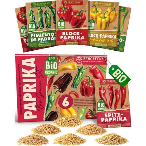 Bio Paprikasamen Set 6 Sorten samenfestes Saatgut ZenGreens (1/5)