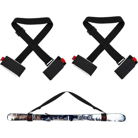 2 pcs Sangles Porte-Skis Réglable Bandoulière de Ski Attache Ski Scratch Transport Poignets de Skis Rangement à ski pour Le ski d'hiver et Autres Sports de Plein Air (1/5)