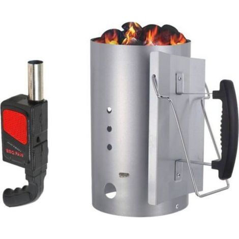 Allume feu de cheminée 28x 17 cm pour Weber 7416 ou autre barbecue au charbon, allume feu au charbon rapide pour BBQ + souffleur portable (1/4)