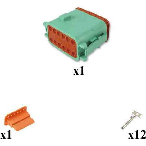 Kit connettore serie DT maschio porta femmina 12 vie CE06 Verde