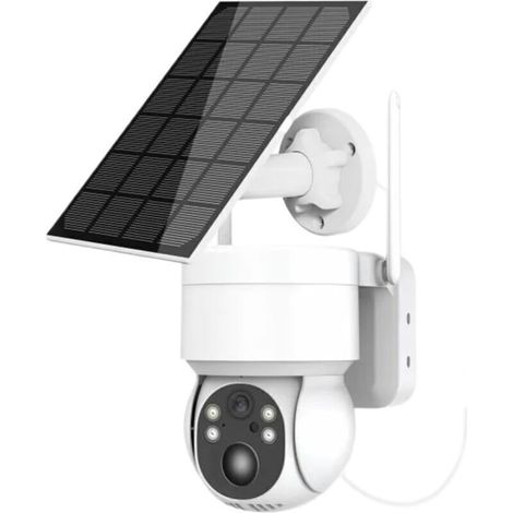 Caméra de sécurité extérieure Caméra Solaire HD sans Fil caméra IP PTZ avec Panneau Solaire et Batterie Rechargeable caméra de sécurité de Surveillance vidéo CCTV 4MP à la Maison, allée, Couloir (1/4)