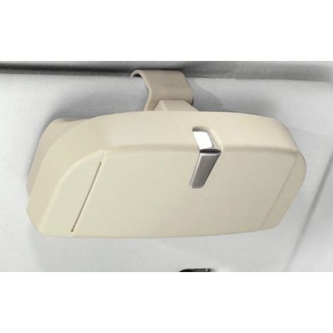 Étui à Lunettes Universel pour Voiture - Boîte de Rangement avec Fonction magnétique et Fente pour Cartes - Multifonction - pour Lunettes de Soleil de Voiture - Beige (1/4)