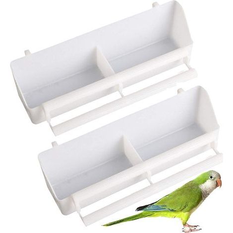 2 Pièces Mangeoire Oiseau Double Abreuvoir Nourriture pour Cage Blanche (1/5)
