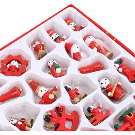 Ornements de Nol 30pcs Xmas Ornaments Illustrés Rouges Pour Décorer Le Sapin luminaire murale Rouge (1/5)