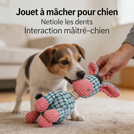 Ce jouet interactif anti-ennui, en forme d'âne bleu et émettant un couinement, divertira votre chien et l'empêchera de détruire des objets. (1/5)