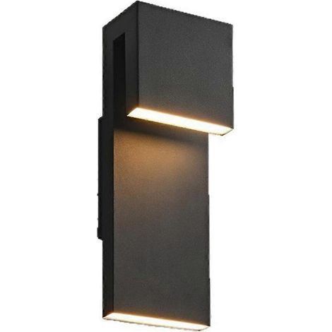 Applique murale LED en aluminium, format court, étanche, pour extérieur, idéale pour une cour ou un jardin. Lampe murale carrée moderne à double éclairage. (1/5)