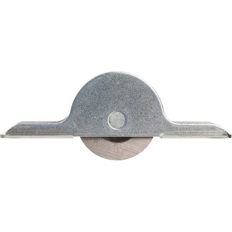 Monin – Roue de portail en acier zingué – Gorge 5 mm – Largeur 65 mm – Hauteur 26 mm – Fixation par têtière 10 mm
