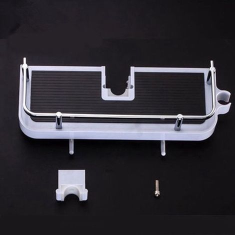Soporte para barra de ducha, no requiere taladrar, apto para barras de ducha, con jabonera, altura regulable. (1/4)