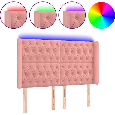 Maison Exclusive - Cabecero con LED de terciopelo rosa 163x16x118 (1/5)