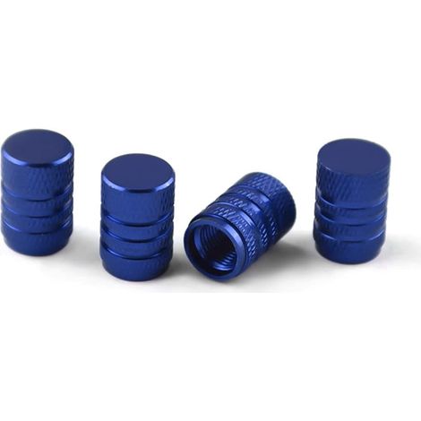 4 Bouchons Tige de Valve en Aluminium, Couvercle Bouchon Valve Pneu en Aluminium Caoutchouc pour Voitures, Bouchons Valve en Aluminium pour Pneus Voiture, Capuchon Roues Pneus Valves (Bleu) (1/5)