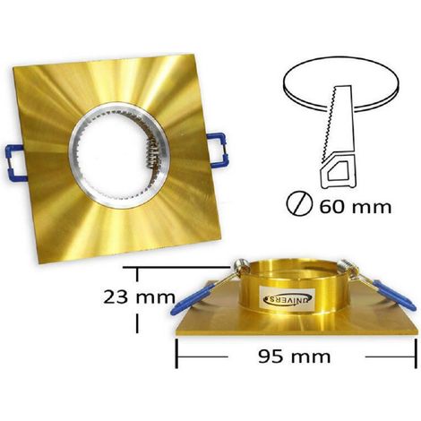 TRADE SHOP - Porta Faretto Da Incasso Quadrato Supporto Per Luci Faretti Gu10 Portafaretto P9 - Oro