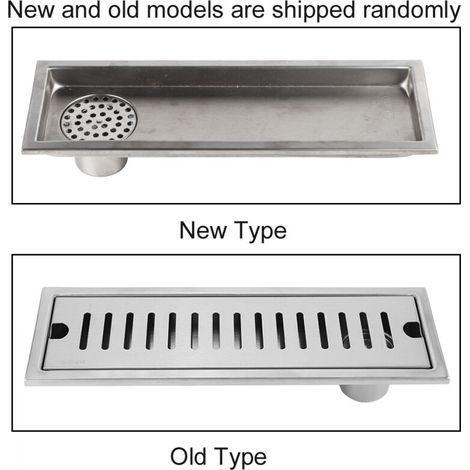 Grille de sol rectangulaire à grande capacité pour salle de bain - Drainage latéral en acier inoxydable (30x10cm, argenté) (1/5)
