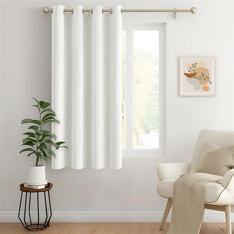 Rideau Occultant Thermique Salon Oeillets Lot de 1 140x145cm Blanc (1/5)