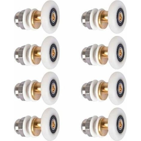 Roulette Porte Douche, Roulettes De Porte Coulissante Cabine De Douche Porte Poulies Roue De Rechange Pour Rouleau Avec Diamètre De Roues 27mm, 8 Pièces (1/4)