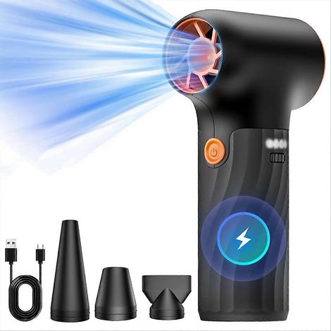 Souffleur d'air comprimé 130 000 tr/min, mini ventilateur électrique haute vitesse pour conduits d'air, 3 jets turbo réglables, pour le nettoyage de la maison et de la voiture (1/5)