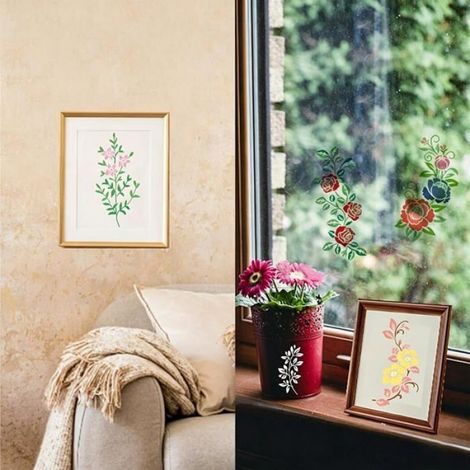 Pochoir - 30 Pièces - Motifs Fleurs Roses Lys Plantes - Pour Peinture sur Bois Papier Toile - Décoration Intérieure Scrapbooking - Lot (1/5)