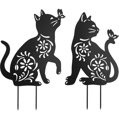 estatuas de metal con silueta de gato para jardín (1/5)
