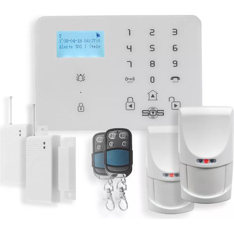 Ultra Secure – Alarme maison GSM sans fil 4G – Centrale avec 2 détecteurs PIR et 2 d'ouverture – Sirène 95dB – Alerte par appel et SMS