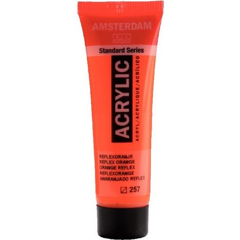 Peinture acrylique - AMSTERDAM - Acrilico Standard - 20 ml - Orange - Arancio Reflex - Finition mate (1/2)