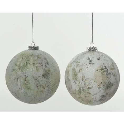 Kaemingk Pallina Natalizia in Gommapiuma - Bianco/Verde - 10cm (1/2)