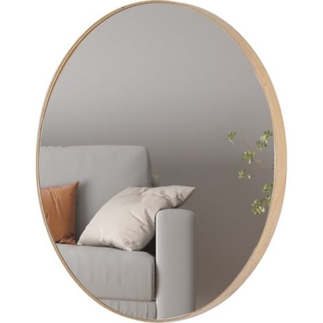 Espejo redondo RIO – Ø80 cm – Acabado en roble envejecido – MDF decorativo de madera – Diseño natural y de moda