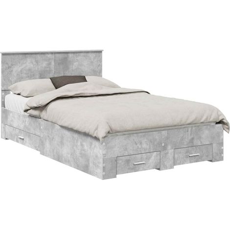 Maison Exclusive - Bettrahmen mit Kopfteil Beton Grau 120 x 200 c