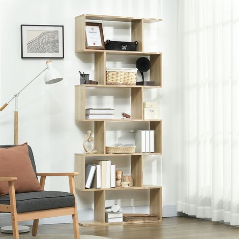 Estantería para Libros Moderna Librería con 6 Estantes para Comedor Salón Estudio 80x23x192 cm Roble (1/5)