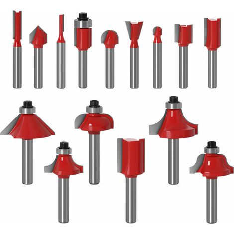royaluxe -15pcs 6.35mm Tige Fraises à Défoncer Kit Coffret Fraise pour Defonceuse en Carbure de Tungstène Outil de Travail du Bois de Carbure de Profil (1/5)