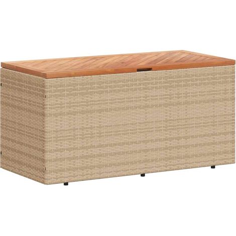 Caja de almacenaje jardín madera acacia ratán beige 110x50x54cm vidaXL