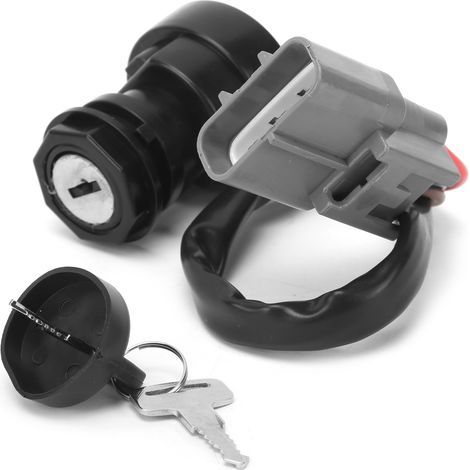 Interrupteur d'allumage, Serrure d'allumage à 3 Fils avec 2 Clés pour Remplacement de Moto pour ATV BIG BEAR 400 YFM400 2009-2012. (1/5)