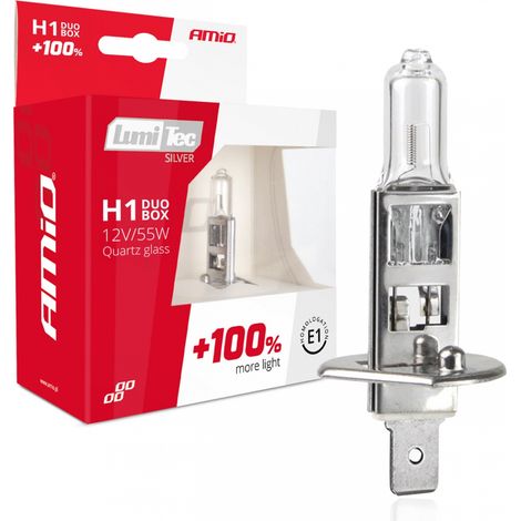 Bombillas halógenas H1 12V 55W LumiTec plata +100% DUO amio-01401 (1/5)