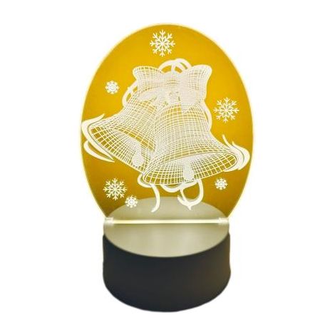 Veilleuse LED 3D charmante en forme de cloches de Noël, idéale pour la chambre à coucher, la chambre d'enfant, etc. (9,2 x 16 cm)