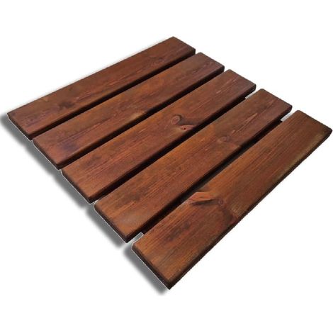 Pedana Doccia Antiscivolo 50x50 cm in Legno di Pino, Marrone Teak (1/5)