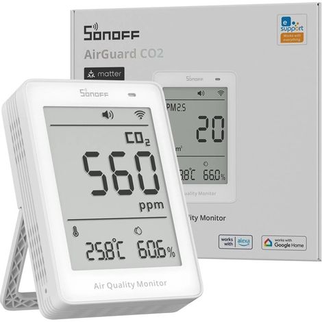 Sonoff AirGuard CO2 SAWF-08P Monitor di Qualità dell'aria Matter Smart Wi-Fi (1/5)