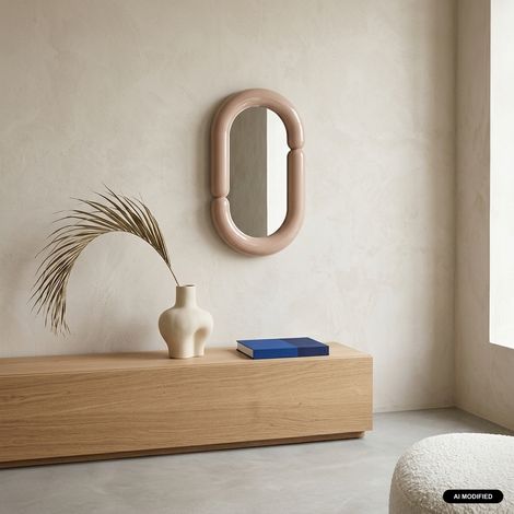 sweeek - Miroir ovale finition glossy 70cm rose - Adia