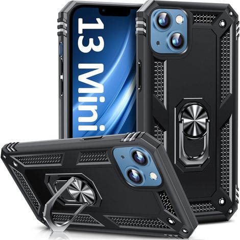 CUSTODIA PER APPLE IPHONE 13 MINI SILICONE NERO RINFORZATO + SUPPORTO (1/5)