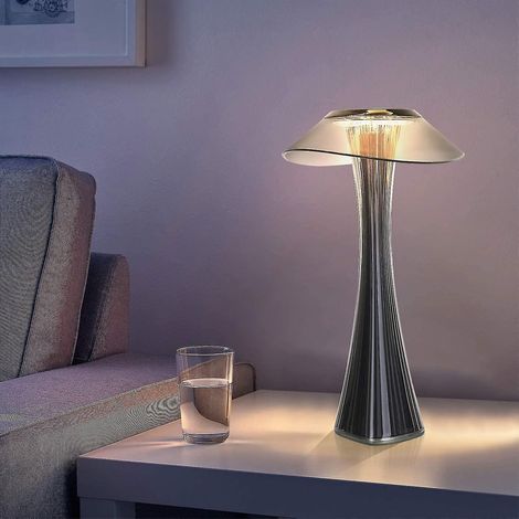 Lampe de table design rechargeable, lampe de table LED tactile - Lampe de chevet USB en titane à intensité variable (1/3)