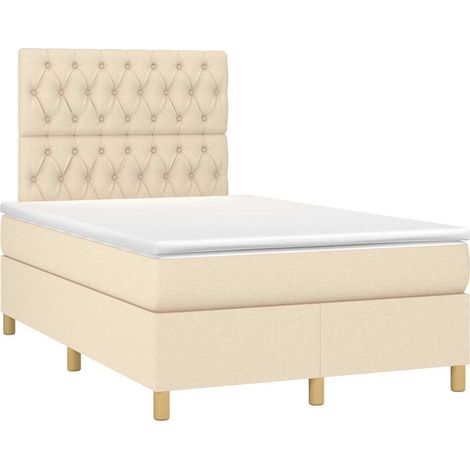 Maison Exclusive - Giroletto a Molle con Materasso Crema 120x190 cm in Tessuto (1/5)