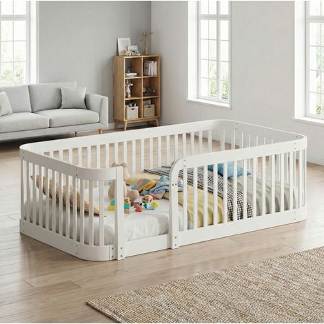 MODFU – Parco giochi per bambini 140x200 cm con pannelli bianchi, angoli arrotondati e struttura regolabile – Bianco (1/5)