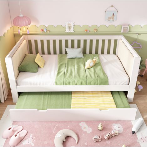 MEUBLIV Lit 90x190 cm blanc – avec lit gigogne, sans matelas (1/5)