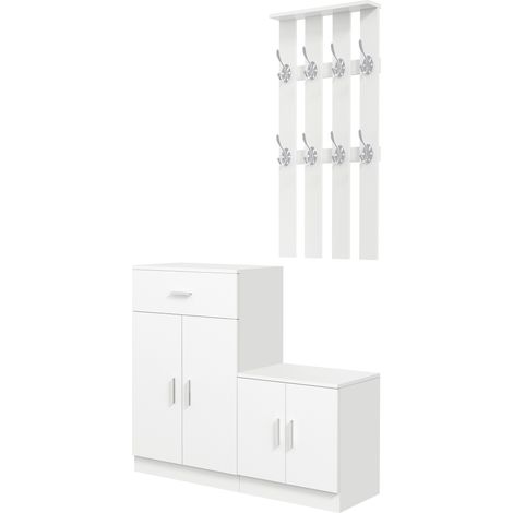 Penderie avec porte-chaussures combiné 100x32x187cm Blanc