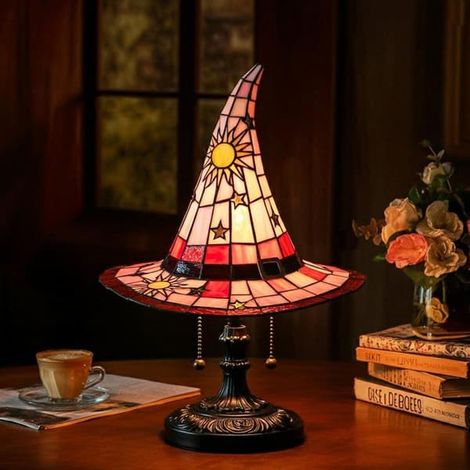Lampe chapeau de sorcière gothique, veilleuse en résine pour Halloween, décoration d'intérieur effrayante Petite taille 18 cm rouge rouge Petite taille 18 cm (1/3)