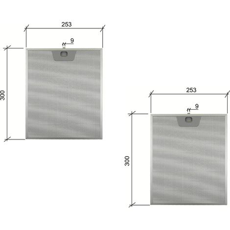 2 PZ FILTRO CAPPA ALLUMINIO UNIVERSALE FABER 253 x 300 x 8 mm CD 39610300 F 204 (1/2)
