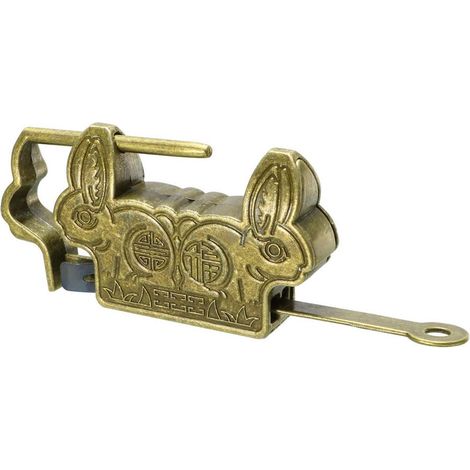 Vorhängeschloss 60mm Messing-Optik im chinesischen Stil mit Schlüssel für Schubladen & Boxen
