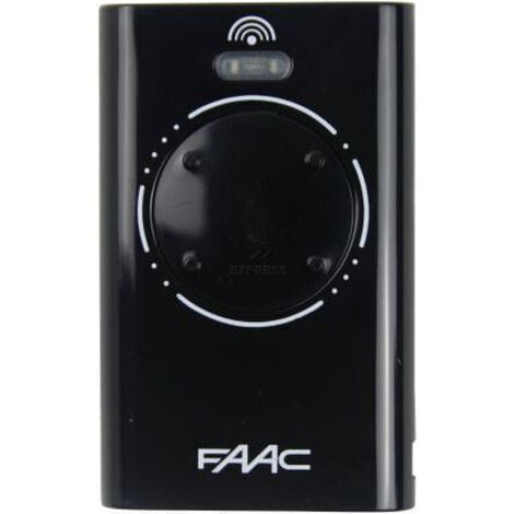Control remoto para puerta de garaje FAAC XT4 868 negro de 4 canales, programable y fácil de usar.